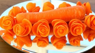 Art In Carrot Rose Flower | Vegetable Carving Garnish | Food Decoration | Party Garnishing