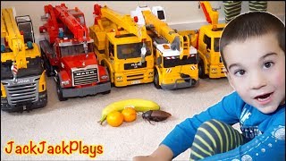 Crane Truck Fishing for Kids! Toy Construction Vehicle Pretend Play | JackJackPlays
