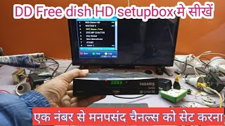 DD free dish HD setupbox पर एक नंबर से मनपसंद टीवी चैनल्स की setting कैसे करें।