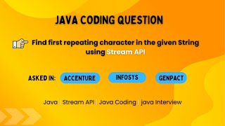 Java Program to Find First Repeating Character/Word in String | Java Coding Interview Question