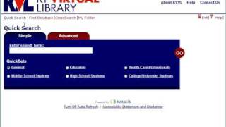 KYVL MetaLib Tutorials - Using the Quick Search Module