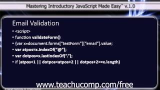 JavaScript Training Tutorial E-Mail Validation