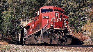 CP \u0026 CN Empty Trains Over Rail Lubricator Before Squeaky Curves In Tunnels Along The Fraser Canyon!