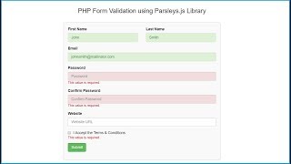 PHP Form Validation using Parsley.js Library