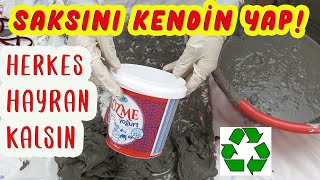 GERİ DÖNÜŞÜM MUHTEŞEM BETON SAKSILAR (Saksı Yapımı) DIY / Recycle Concrete Flower Pots / 5 Idea