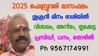 2025 ഫെബ്രുവരി മാസഫലം - ശുക്രൻ ഉച്ചത്തിൽ - വിശാഖം, അനിഴം, തൃക്കേട്ട - പ്രസിദ്ധി, തൊഴിൽ, ധനം.