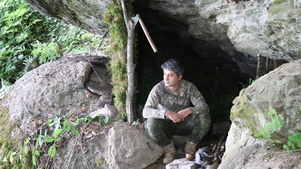 Small Cave Turns To Survival Shelter - Bushcraft & Nature Vlog - YouTube