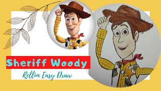 Easy draw Sheriff Woody from Toy story. #toystory #sheriff #woody #cawboy. draw toy story