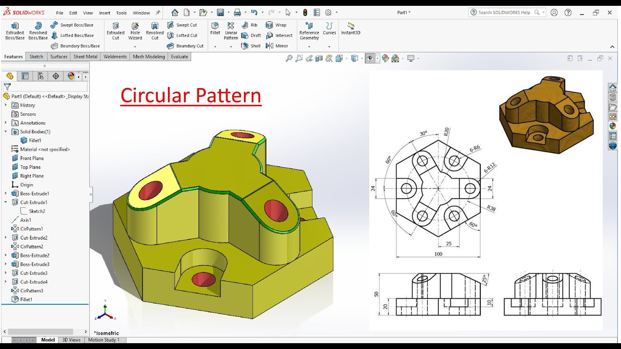 Solidworks Circular Pattern Youtube