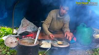 Simple Way to Cook dry Mutton Meat | organic Village Food | Pure Nepali kitchen|