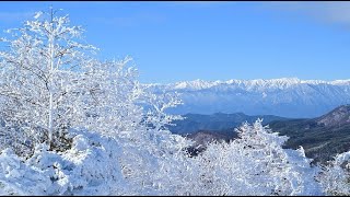 美しき三峯山展望台からの冬景色・4K