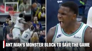 ANTHONY EDWARDS LEAPS FOR A MONSTER BLOCK ON THE POTENTIAL GAME-TYING LAYUP 😱 | NBA on ESPN