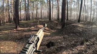 Ukraine - XX.11.2022. Footage Of A Ukrainian Soldiers Supported By A tank, Attacking Russian Trench.