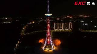 TV tower light show in Zhoukou city