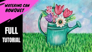 🌸 EP105 - 'Watering Can Bouquet' - easy acrylic painting tutorial for Spring/Easter