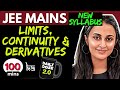 JEE MAINS 2025 𝒏𝒆𝒘 𝒔𝒚𝒍𝒍𝒂𝒃𝒖𝒔:LIMITS CONTINUITY & DERIVATIVES ONE SHOT |THEORY +PYQ’s+ Tricks NEHA MAM