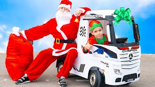 Artem and Magic story with Santa Claus | Unboxing and Assembling toy Truck