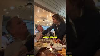 This girl pranks her dad by telling the waitress to take his food before he finishes eating😂