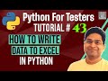 Python for Testers #43-How to Write Data to Excel in Python | openpyxl