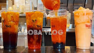 Boba Cafe Vlog ASMR 20: Boba Baristas Making Colorful Bubble Tea Drinks