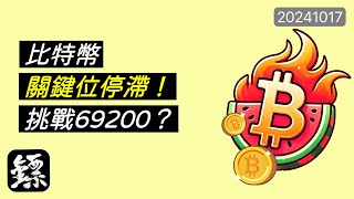 比特幣，BTC多頭強勢，關鍵位停滯！挑戰破位69K能去76K？