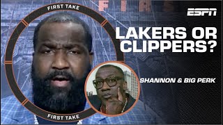 SIT UP TALL! Shannon Sharpe CHECKS Kendrick Perkins over Lakers & Clippers takes! 🔥 | First Take