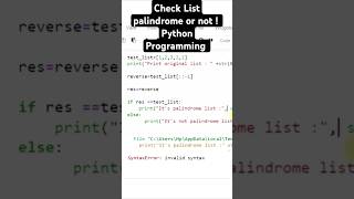 Palindromes Simplified with Python programming 📚   #shorts #ai