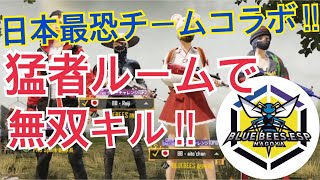 【PUBG MOBILE】超攻撃的チームBLUE BEESが日本最恐すぎた!! 猛者ルームで大量キルドン勝!! 【コラボ】