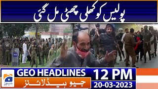 Geo Headlines Today 12 PM | Police given 'free hand' to establish writ of state: CM | 20 March 2023
