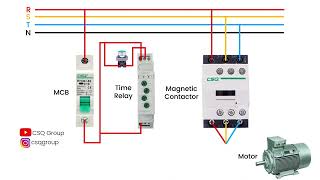 CSQ On delay time relay wiring connection diagram 3 phase motor timer wiring diagram | Contactor