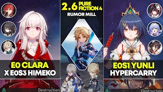 E0 Clara x Himeko \u0026 E0S1 Yunli Hypercarry | Pure Fiction 4 | Honkai Star Rail 2.6