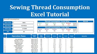 Thread Consumption || Sewing Thread Consumption Excel Tutorial || Version 1.0