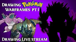 Designing a Pokemon Gijinka Warframe mashup/ Nidoking and Rhino, Digital art/ Photoshop/ live stream