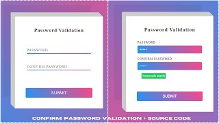 Confirm Password Validation Using Html Css & JavaScript | Confirm Password Validation in JavaScript