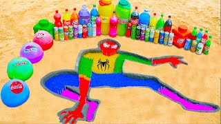 Experiment: How to make Rainbow Spiderman with Orbeez, Fanta, Mtn Dew, Coca-Cola vs Mentos & Sodas