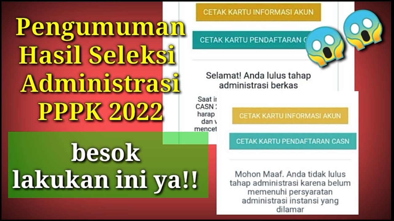 Pengumuman Hasil Seleksi Administrasi PPPK 2022 - YouTube