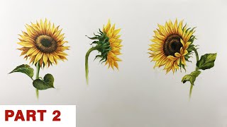 How To Paint A Sunflower in Acrylic - Step By Step Painting - PART 2