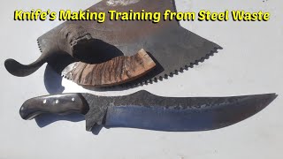 Teaching a hunting knife from steel wasteآموزش  ساخت چاقوی  شکاری    شباهت میده یکم  به آمریکایی ساز