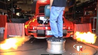 600hp Porsche 930 Turbo dyno tuned on AEM and e85 - all the flames