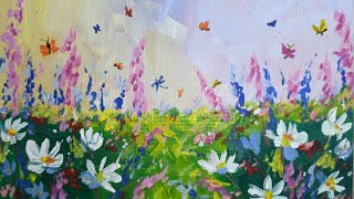 Beautiful Wildflowers Acrylic Painting