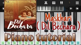 Dil Bechara song Maskhari easy piano tutorial | AR Rahman, Sunidhi Chauhan, Hriday #SSR #DilBechara