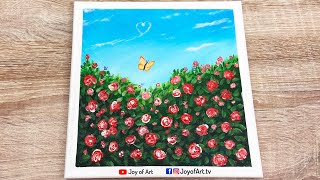 Rose Garden | Easy Technique to Paint Rose Acrylic Painting | Joy of Art #134