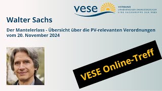 Der Mantelerlass - Übersicht über die PV-relevanten Verordnungsänderungen ab 1.1.2025