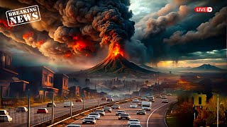 Officials PANIC as Campi Flegrei volcano erupts spewing hot rocks and black clouds blanket the land.