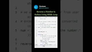 Reverse a Number in Python using While Loop... #newtum #python #elearning #coding