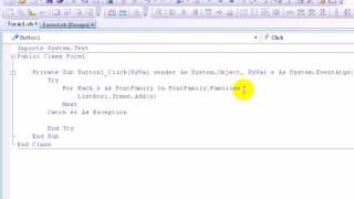 Visual basic 2008 - Get a List of fonts