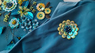Easy bead embroidery sequins flower ~ Tutorial for beginners ~ Sequins embroidery