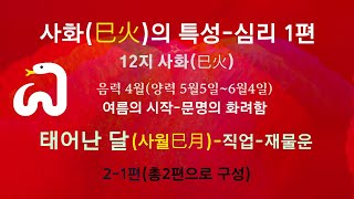 태어난 달(월)로 보는 재물-성공-음력4월생(양력5월생)-뱀달-사화(巳火)의 특성 심리 재능-총 2편중 1편내용