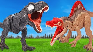 DINO ADVENTURE 🦖 SPINOSAURUS Vs T-REX Vs GIGANOTOSAURUS| Jurassic World Toy Movie