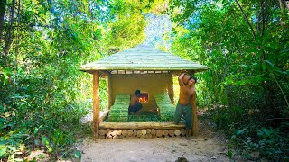 Building a Bamboo Log Cabin with Bushcraft Skills | Primitive